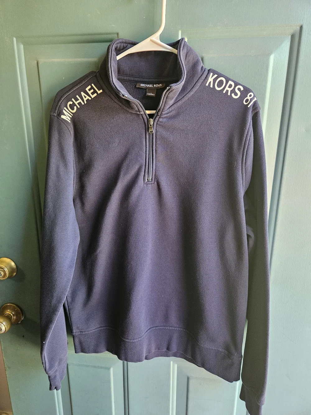 Michael Kors Men's Navy Quarter-Zip Pullover Sweater Size Large Dress Casual